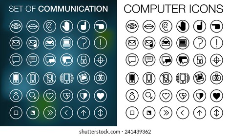 Set of computer icons with media and communication symbols. Can be used forOnline Dating