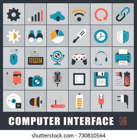 Set of computer icons. Premium quality vector illustration icons. Collection of icons for web and communication technology.