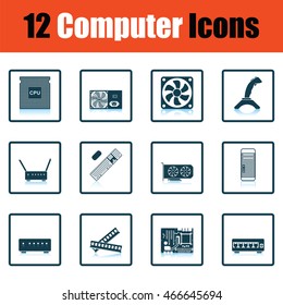 Set of computer icons. Shadow reflection design. Vector illustration.