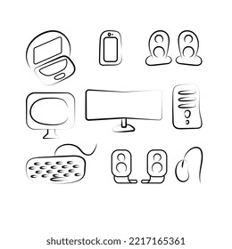 Set of computer icons, stickers in a beautiful style