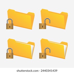Conjunto de iconos de computadora carpetas amarillas sobre fondo blanco. Ilustración de vector