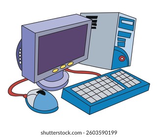 Set computer isolated on white background