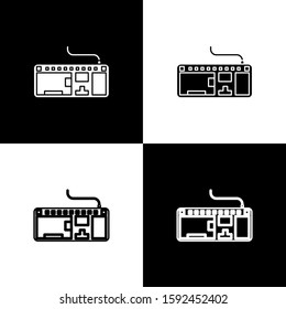 Set Computer keyboard icon isolated on black and white background. PC component sign.  Vector Illustration