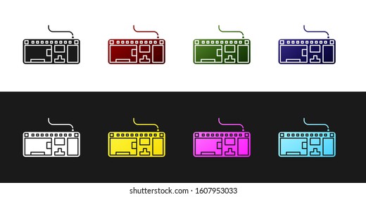 Set Computer keyboard icon isolated on black and white background. PC component sign.  Vector Illustration