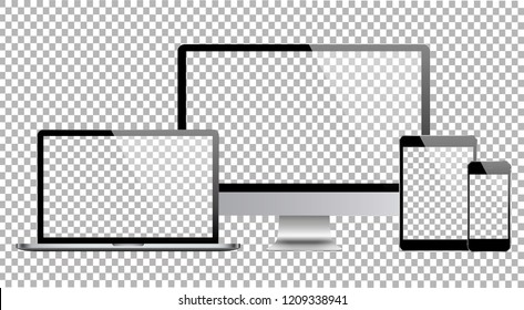 Set of computer, laptop in a flat vector style