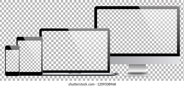 Set of computer, laptop in a flat vector style