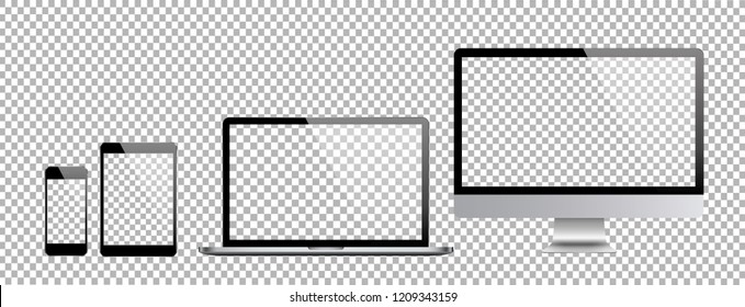 Conjunto de equipos, portátiles en un estilo vectorial plano