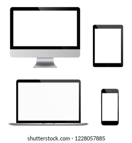 Set of computer, laptop in a flat vector style