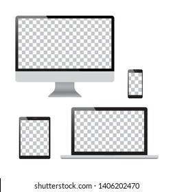 Set of computer, laptop in a flat vector style