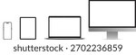 Set of computer, laptop, tablet and phone vector devices mockup set. Multi-device mockup collection
