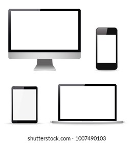 Set Computer Laptop Tablet Phone Vector Stock Vector (Royalty Free ...