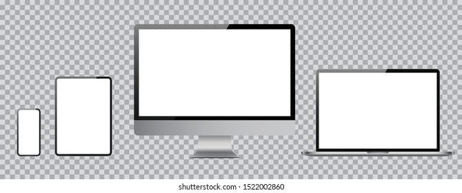 Set Computer Laptop Tablet Phone Realistic Stock Vector (Royalty Free ...