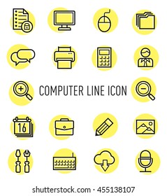 set of computer line icon isolated on white background
