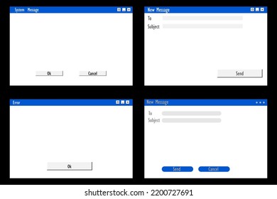 Set computer message system. Computer interface. Dialog frame. Vector illustration. Stock image. 