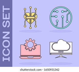 Ajuste la pantalla del monitor del equipo, el procesador, el portátil y el equipo e icono del procesador. Vector