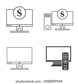 set of computer monitor screens vector illustration