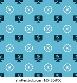 Set Computer monitor and shield  and Safe  on seamless pattern. Vector
