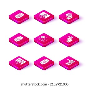 Set Computer monitor with smart house and alarm, Smart watch, under protection, home wi-fi, Digital door lock wireless technology for unlock,  and light bulb icon. Vector