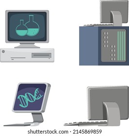 Set of computer monitors different sides illustration
