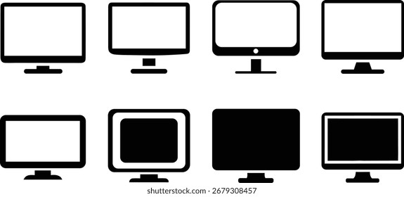 Conjunto de monitores de computadora Ilustración Iconos de Tecnología modernos Diseño plano