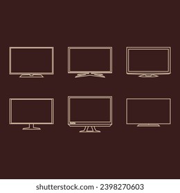 Set of computer monitors. Vector illustration isolated on brown background. Template for your design.