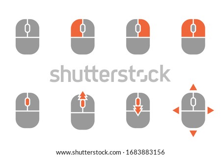 Set of computer mouse button prompt icons