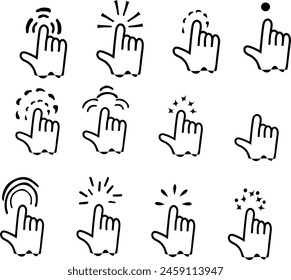 set of Computer mouse click cursor click icon hand click icon