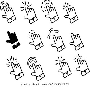 set of Computer mouse click cursor click icon hand click icon