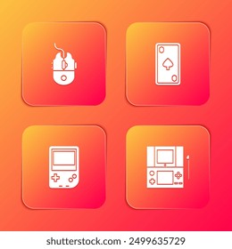 Set Computer mouse gaming, Playing card with diamonds, Portable video game console and  icon. Vector