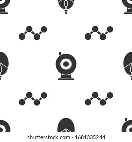 Set Computer mouse gaming, Web camera and Share on seamless pattern. Vector