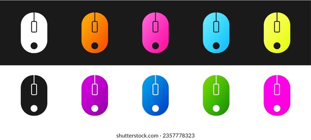 Set Computer mouse icon isolated on black and white background. Optical with wheel symbol.  Vector Illustration