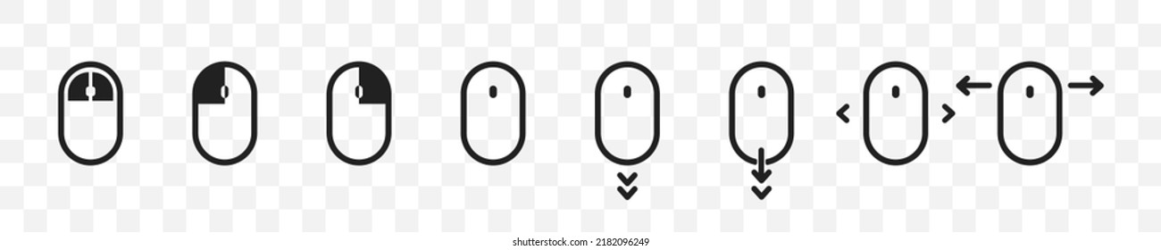 Set Of Computer Mouse Icon. Scrolling Mouse Icons. Cursor Symbol. Vector Isolated Illustration. EPS 10.