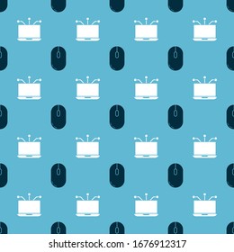 Set Computer mouse and Laptop on seamless pattern. Vector
