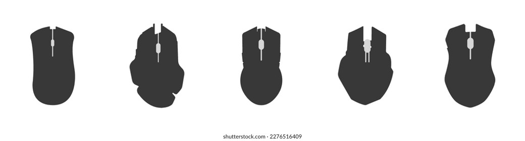 Set of computer mouse. Mouse outline vector icons for PC. Computer devices. Computer mouse design icons. Set of mice for PC of different shapes in different styles vector.