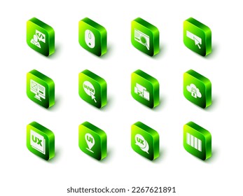 Set Computer mouse, UI or UX design, Cloud computing lock, Color palette guide, Monitor, mobile, tablet,  and  icon. Vector