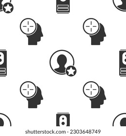 Set Computer, Premium create account screen and Head hunting concept on seamless pattern. Vector