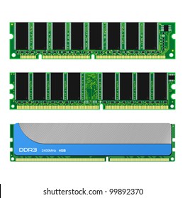 Set of computer RAM memory cards