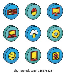 set of computer related flat icons