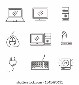 Set of computer related icon line design, computer vector illustration 