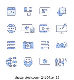 conjunto de iconos de trabajo relacionados con el equipo