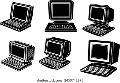 Set of Computer silhouette vector illustration