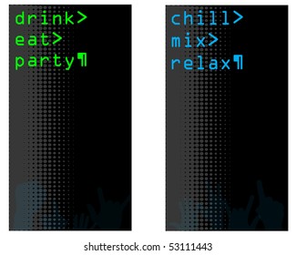 A set of computer themed menus  and accessories for a nightclub or bar, web or print.