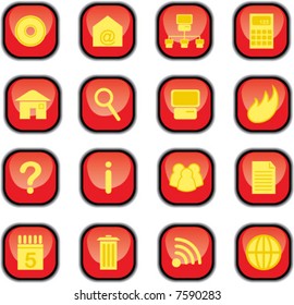 Set of computer vector red icons