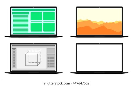 Set of computers with different screens. eps10 vector illustration