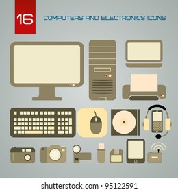 Set of computers and electronics icons