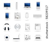 Set of computers and hardware icons