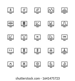 Set of Computing Chemical Chemistry outline style icon - vector