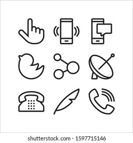 Set Comunication Icon, Thin Line