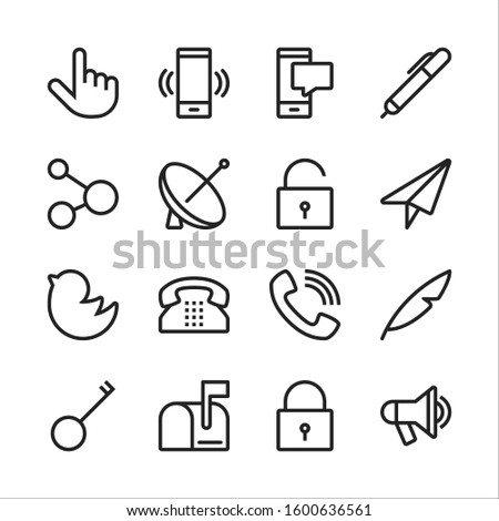 Set comunication icon, thin line