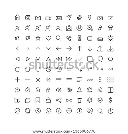 Set comunication icon for web and mobile, thin line